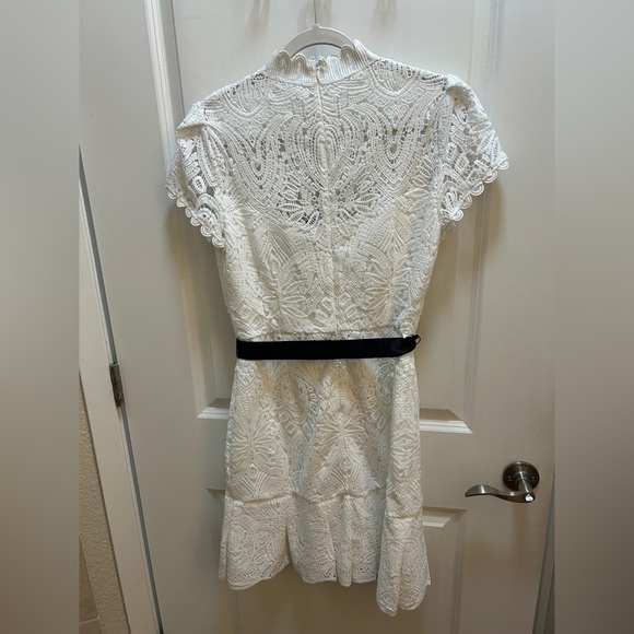White House Black Market Lace Midi Dress with Black Sash. Size 8 - Picture 6 of 7